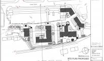 Site Plan proposed | PA15/10513 | Demolition of existing warehouse type building comprising 3,600 square metres of floorspace and the erection of a 70 unit residential development comprising 2no. 2-bed houses, 1no. 4-bed house, 10no one-bed flats and 57no